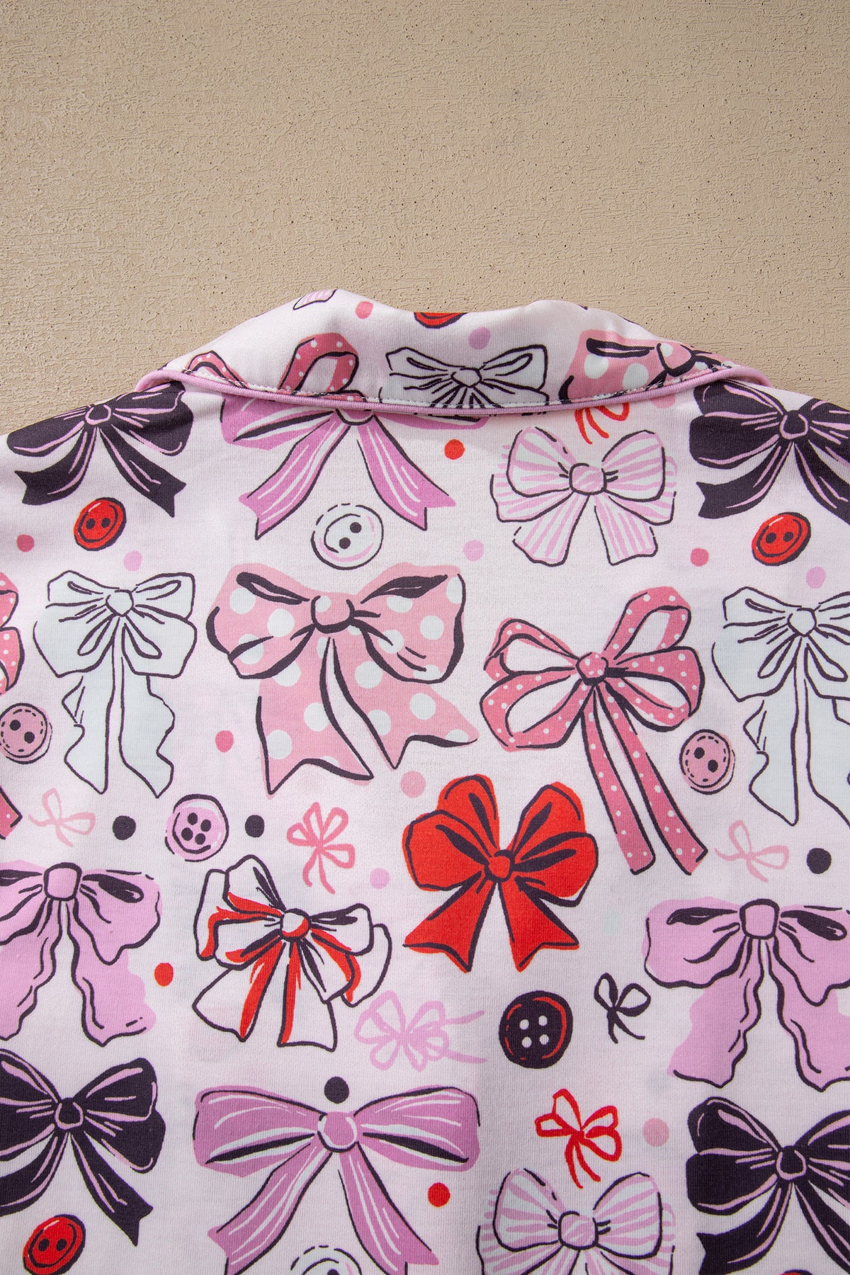 KaleaBoutique Stylish Cute Ribbon Bows Printed 2pcs Short Pajama Set - KaleaBoutique.com