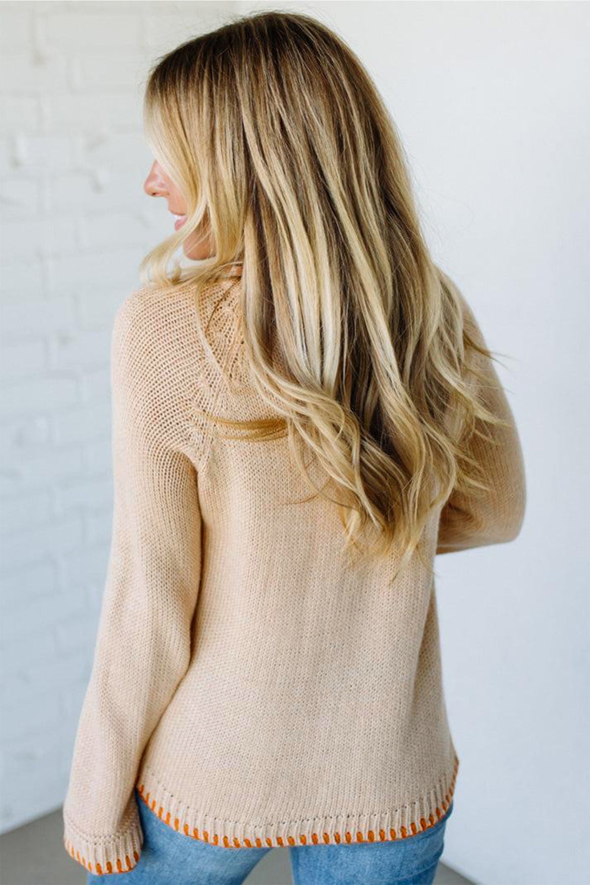 Floral Embroidery Pumpkin Long Sleeve Round Neck Sweater - KaleaBoutique.com