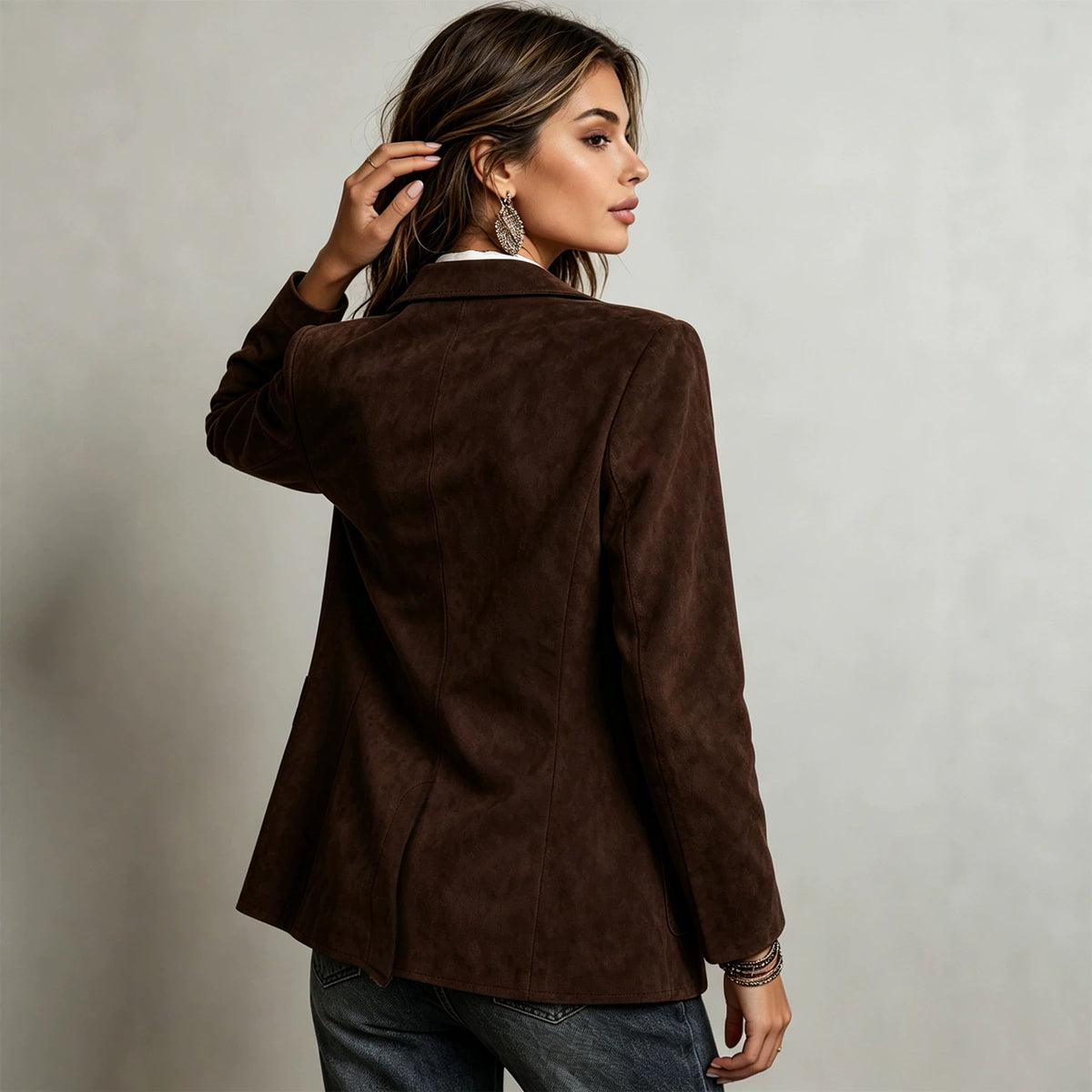 KaleaBoutique Women's Suede-Look Longline Blazer - KaleaBoutique.com