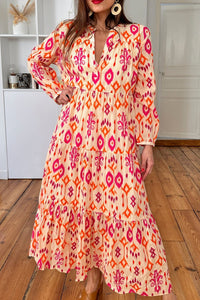 Western Abstract Geometric Printed Maxi Dress - KaleaBoutique.com