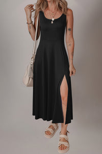 KaleaBoutique Chic Sleeveless Scoop Neck Flared Split Midi Dress - KaleaBoutique.com
