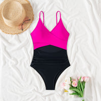 Women's Colorblock Wrap-Front Cutout One-Piece Swimsuit - KaleaBoutique.com