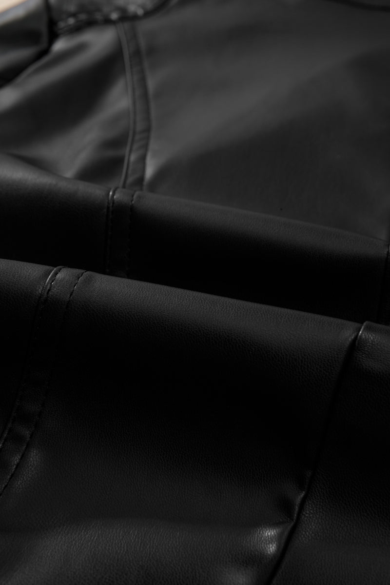 KaleaBoutique Solid Faux Leather Zipper Slim Fit Bomber Jacket - KaleaBoutique.com