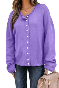 KaleaBoutique Comfortable Solid Color Knit Button Drop Shoulder Sweater Cardigan - KaleaBoutique.com