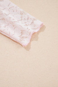 KaleaBoutique Stylish Floral Lace Long Sleeve Stand Neck Pullover Top - KaleaBoutique.com