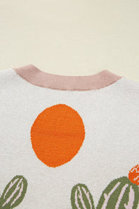 KaleaBoutique Stylish Desert Cactus Buttoned Front Sweater Cardigan - KaleaBoutique.com