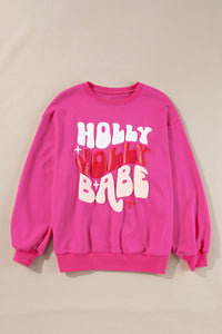KaleaBoutique Christmas Holly Jolly Babe Graphic Oversized Sweatshirt - KaleaBoutique.com