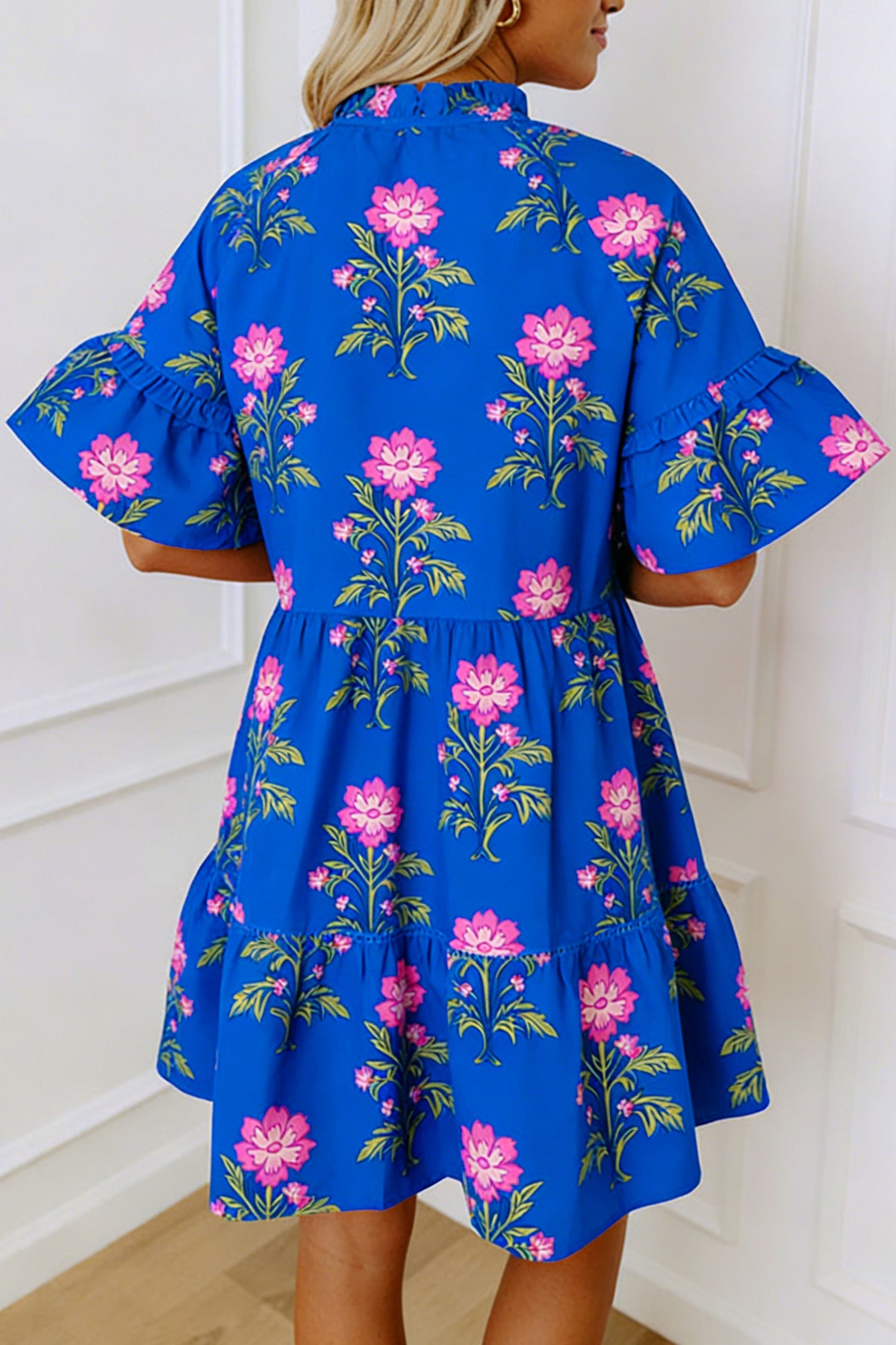 KaleaBoutique Comfortable V Neck Short Sleeve Loose Flower Dress - KaleaBoutique.com