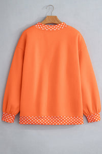Orange BOO Polka Dot Trim Oversized Halloween Sweatshirt - KaleaBoutique.com
