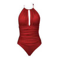 Women Ruched Halter Keyhole One-Piece Swimsuit - KaleaBoutique.com
