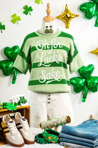 KaleaBoutique Comfortable Oh for Lucks Sake St Patricks Day Short Sleeve Sweater - KaleaBoutique.com