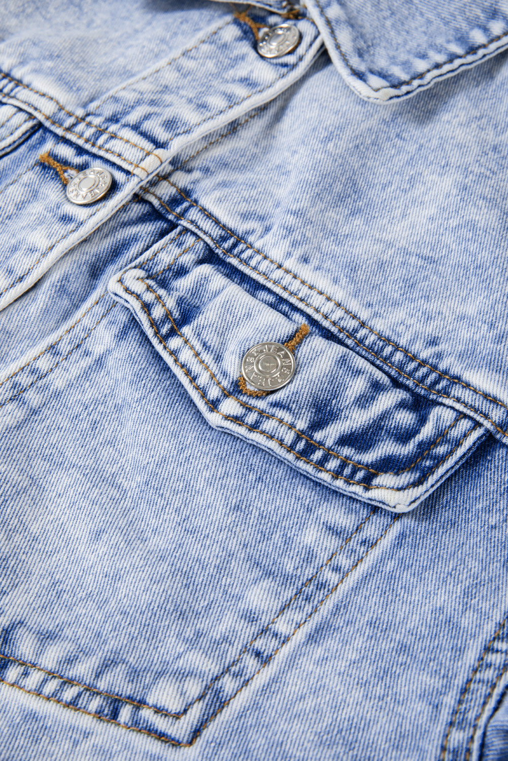KaleaBoutque Stylish Vintage Washed Flap Pockets Denim Jacket - KaleaBoutique.com