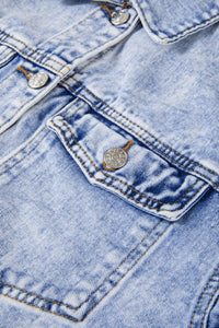 KaleaBoutque Stylish Vintage Washed Flap Pockets Denim Jacket - KaleaBoutique.com