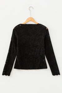 KaleaBoutique Stylish Elegant Stand Neck Lace Long Sleeve Top - KaleaBoutique.com
