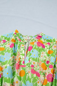 KaleaBoutique Comfortable Floral Print V Neck Short Puff Sleeve Cotton Maxi Dress - KaleaBoutique.com