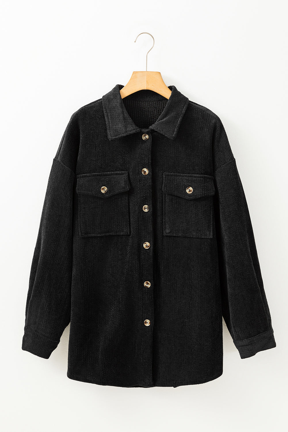 Corduroy Flap Pocket Button Up Shacket - KaleaBoutique.com