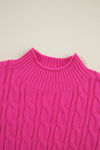 KaleaBoutique Solid Cable Knit High Neck Drop Shoulder Sweater - KaleaBoutique.com