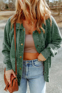 Vintage Washed Flap Pocket Button Shacket - KaleaBoutique.com