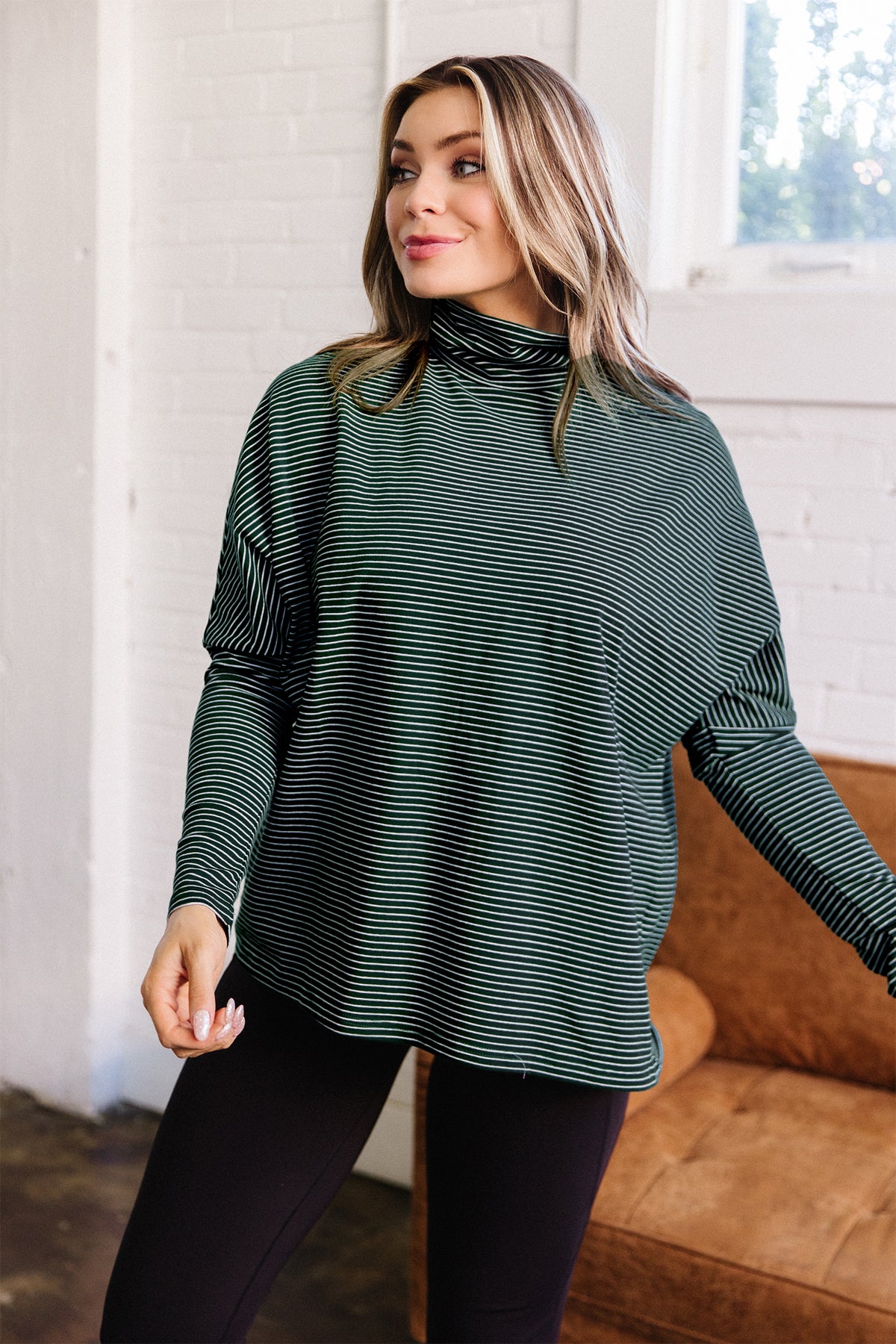 KaleaBoutique Comfortable High Neck Dropped Shoulder Long Sleeve Casual Top - KaleaBoutique.com