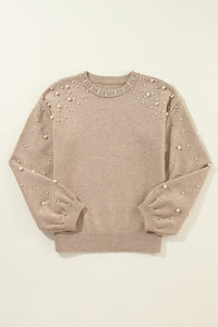 KaleaBoutique Pearled Drop Shoulder Round Neck Sweater - KaleaBoutique.com