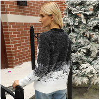 Women's Large Snowflake Gradient Christmas Fuzzy Pullover Sweater - KaleaBoutique.com