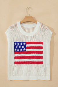 KaleaBoutique Stylish Flag Graphic Short Sleeve Sweater Top - KaleaBoutique.com