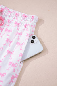 KaleaBoutique Stylish Bow Print Long Sleeve Shirt and Pants Soft Pajama Set - KaleaBoutique.com