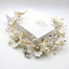 Big White Flower Bridal Tiara, Clay Floral Wedding Headband, Ceramic Flower Headpiece, Wire Hair Wreath, Bridal Flower Hair Wrap Hairpiece - KaleaBoutique.com