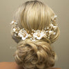 Big White Flower Bridal Tiara, Clay Floral Wedding Headband, Ceramic Flower Headpiece, Wire Hair Wreath, Bridal Flower Hair Wrap Hairpiece - KaleaBoutique.com