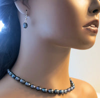 Black Genuine Freshwater Pearl 4 PC Necklace Set, Natural Pearl Jewelry Set, Bridesmaid Black Cultured Pearl Necklace, Bracelet Jewelry Set - KaleaBoutique.com