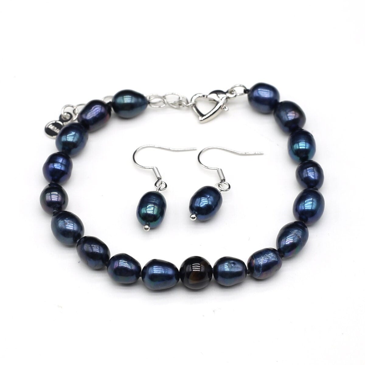 Black Genuine Freshwater Pearl 4 PC Necklace Set, Natural Pearl Jewelry Set, Bridesmaid Black Cultured Pearl Necklace, Bracelet Jewelry Set - KaleaBoutique.com
