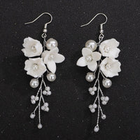 Bouquet Ceramic Flower Hair Comb, Bridal White Flower Bridal Hairpiece, Wedding Porcelain Floral Head Piece, Bridesmaid Necklace or Earrings - KaleaBoutique.com
