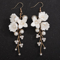 Bouquet Ceramic Flower Hair Comb, Bridal White Flower Bridal Hairpiece, Wedding Porcelain Floral Head Piece, Bridesmaid Necklace or Earrings - KaleaBoutique.com