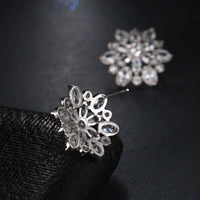 Bridal Fashion Crystal Earrings, Clear CZ Crystal Flower Studs, Bridesmaid Large Crystal Stud Earrings, Floral Wedding Earrings - KaleaBoutique.com