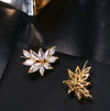 Bridal 14K Gold Plated Crystal Leaf Studs, Crystal Diamond Gem Floral Earrings, Wedding Bridesmaid Fashion Flower Earrings or Necklace - KaleaBoutique.com