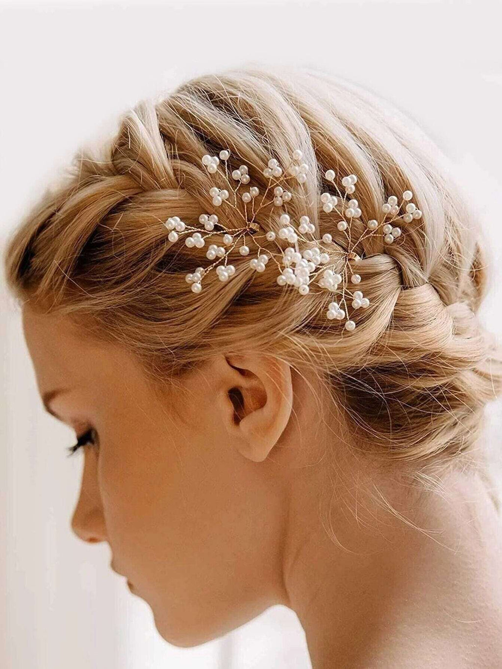 Bridal 2 PC Pearl Bobby Pin Hairpin Set, Wedding Floral Wire Pearl Bobby Hairpins, Bridesmaid Pearl Wire Hairpiece, Gold or Silver (Set of 2 PC) - KaleaBoutique.com