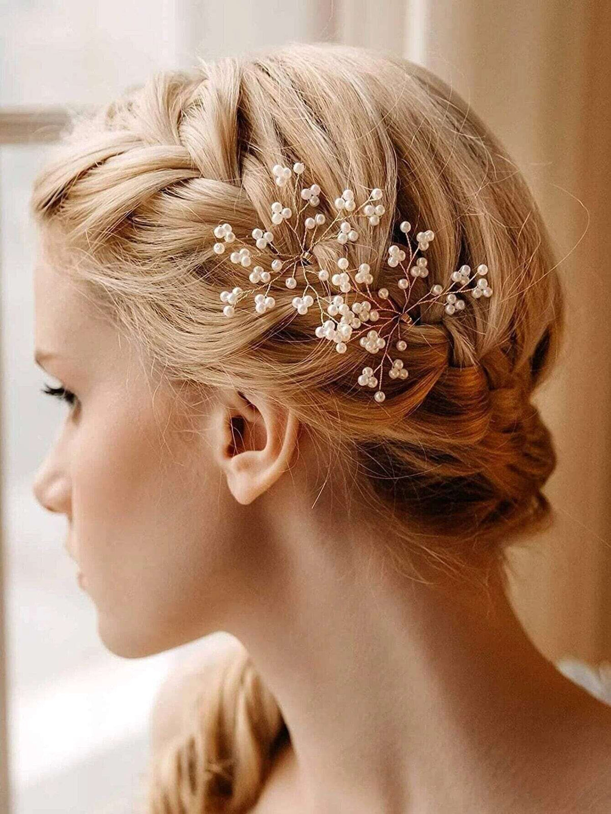 Bridal 2 PC Pearl Bobby Pin Hairpin Set, Wedding Floral Wire Pearl Bobby Hairpins, Bridesmaid Pearl Wire Hairpiece, Gold or Silver (Set of 2 PC) - KaleaBoutique.com