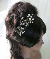 Bridal 2 PC Pearl Bobby Pin Hairpin Set, Wedding Floral Wire Pearl Bobby Hairpins, Bridesmaid Pearl Wire Hairpiece, Gold or Silver (Set of 2 PC) - KaleaBoutique.com
