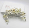 Bridal Abalone Flower Pearl Hair Comb, Wedding Floral Off White Hair Comb, Bridesmaid Floral Ivory Hair Comb Tiara - KaleaBoutique.com