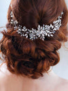 Bridal Crystal Flower Wire Hair Vine, Wedding Rhinestone Leaf Floral Headband, Large Crystal Bride Wire Hairpiece, Pearl Gem Head Wreath - KaleaBoutique.com