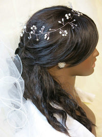 Bridal Pearl Wire Hair Vine, Wedding Headband Tiara, Pearl Leaf Wire Head Wreath, Wedding Pearl Headpiece - KaleaBoutique.com