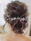 Bridal Crystal Wire Hair Vine, Wedding Headband Tiara, Pearl Leaf Wire Head Wreath, Wedding Pearl Headpiece, Bridesmaid Garland Hairpiece - KaleaBoutique.com