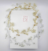 Bridal Pearl Wire Hair Vine, Wedding Headband Tiara, Pearl Leaf Wire Head Wreath, Wedding Pearl Headpiece - KaleaBoutique.com