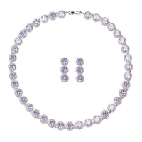 Bridal CZ Crystal Necklace and Earrings Set, CZ Diamond Crystal Choker Link Necklace and Dangle Earrings 3 PC Wedding Crystal Jewelry Set - KaleaBoutique.com