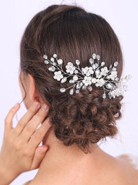 Bridal Delicate White Pearl Hair Comb, Rhinestone Crystals Wedding Hairpiece, Bridesmaid Pearl Hair Accessory - KaleaBoutique.com