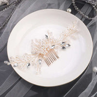 Bridal Delicate White Pearl Hair Comb, Rhinestone Crystals Wedding Hairpiece, Bridesmaid Pearl Hair Accessory - KaleaBoutique.com