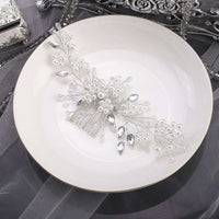 Bridal Delicate White Pearl Hair Comb, Rhinestone Crystals Wedding Hairpiece, Bridesmaid Pearl Hair Accessory - KaleaBoutique.com