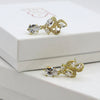 Bridal Diamond Gem Crystal Swirl Earrings, 14K Gold Plated Small Crystal Ear Studs Gem Earrings, Wedding Minimalist Crystal Stud Earrings - KaleaBoutique.com