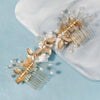 Bridal Floral Dual Hair Comb, White Pearl Floral Hair Vine, Wedding Ceramic Flower Headband, Double Comb Bridal Hair Piece - KaleaBoutique.com