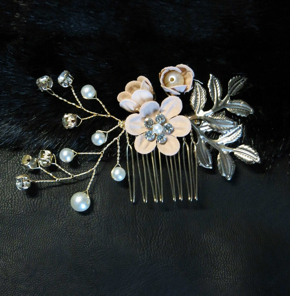 Bridal Dusty Pink Flower 2 PC Hairpin Set, Wedding Velvet Fabric Pink Hair Pins, Bridesmaid Blush Flower Hairpin, Set of 2 - KaleaBoutique.com